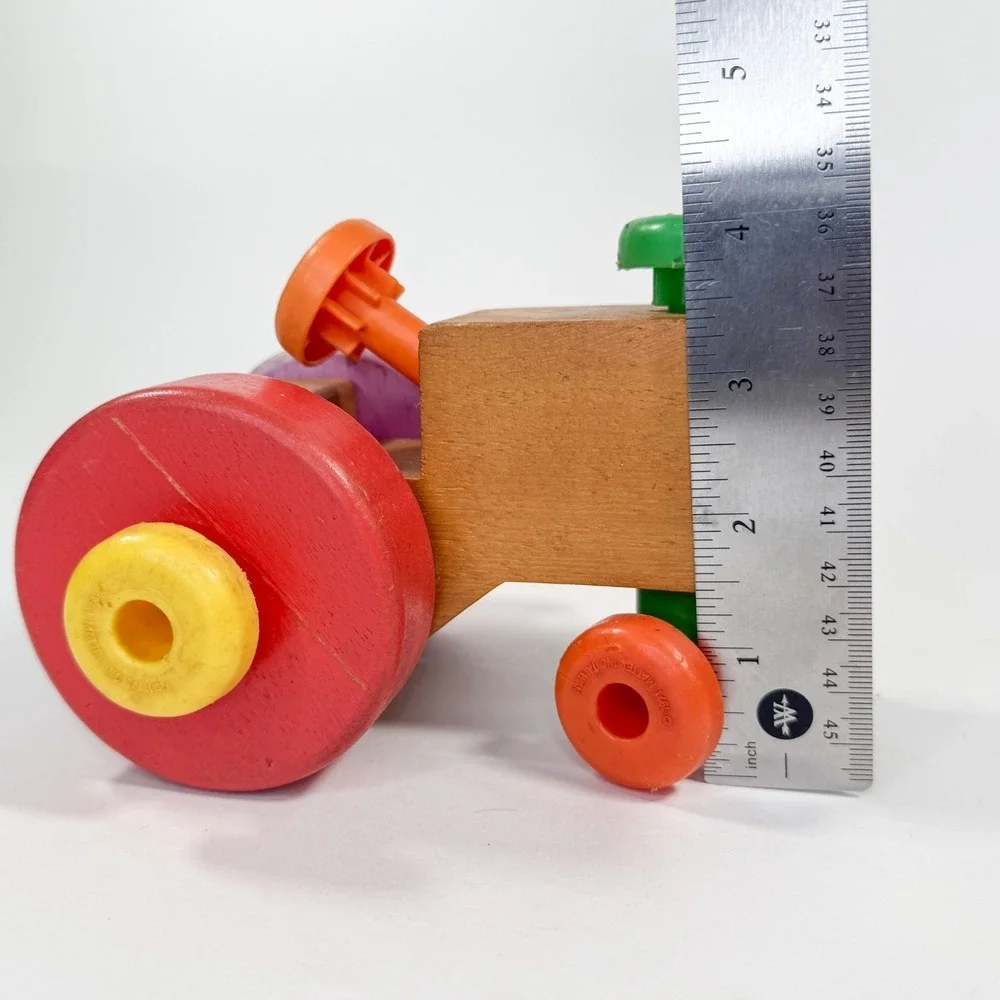 Vintage 1971 Mattel Wooden Toy Car‎ Toddler Push Pull Vehicle Taiwan